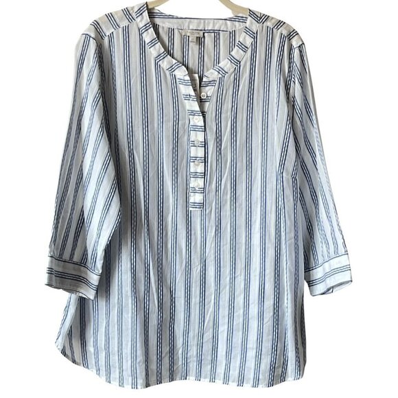 Talbots Tops - Talbots Women's Seasucker Blouse with 3/4 Sleeves, 2X